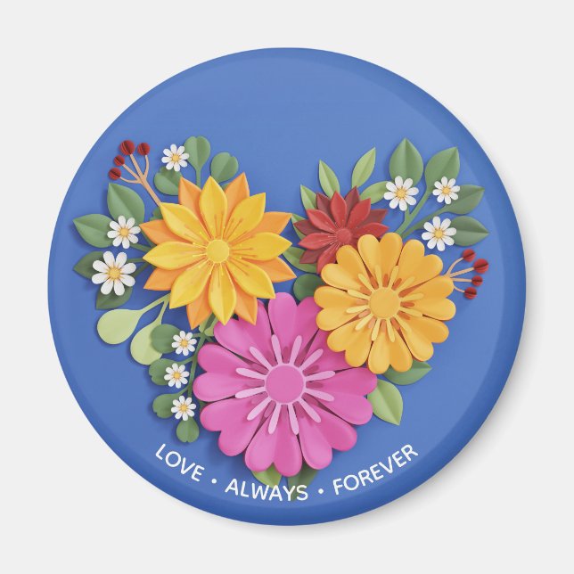 Elegant Sculpted Floral Heart Magnet (Front)