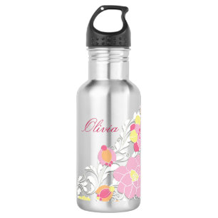 Elegant Sculpted Pastel Floral Personalised 532 Ml Water Bottle