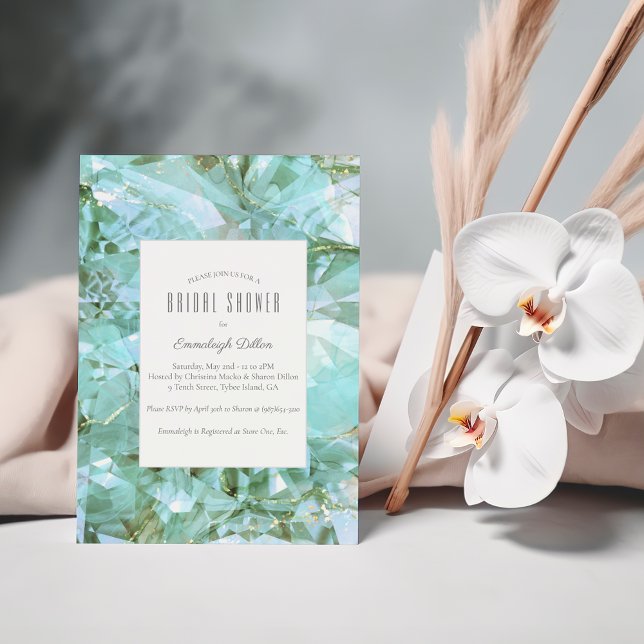 Elegant Sea Glass Crystal Bridal Shower Invitation (Creator Uploaded)