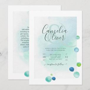 Elegant Sea Glass Watercolor Boho Wedding Invitati Invitation