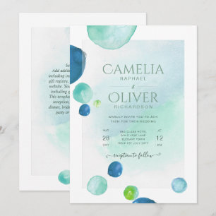 Elegant Sea Glass Watercolor Boho Wedding Invitati Invitation