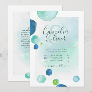 Elegant Sea Glass Watercolor Boho Wedding Invitation