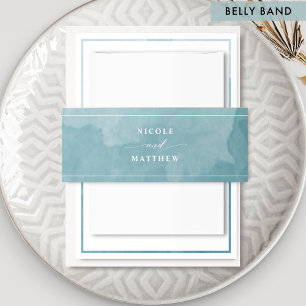 Elegant Sea Glass Watercolor, Wedding Invitation Belly Band