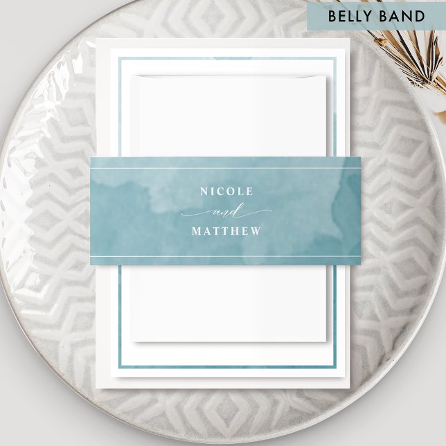 Elegant Sea Glass Watercolor, Wedding Invitation Belly Band (Creator Uploaded)