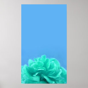 Elegant Sea Green and Blue Floral Art Poster
