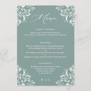 Elegant Sea Green Vintage Wedding Menus