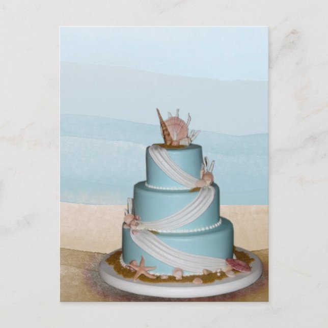 Elegant Sea Shell Wedding cake Postcard (Front)