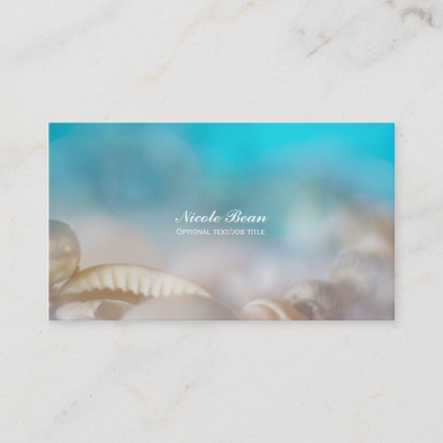 Elegant Sea Shells Blue Tropical Beach Business Card (Front)