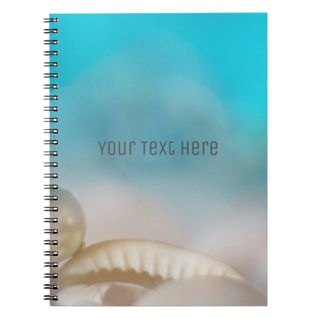 Elegant Sea Shells Blue Tropical Beach Chic Modern Notebook (Front)