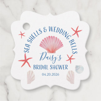 Elegant Sea shells & wedding bells Bridal shower Favour Tags