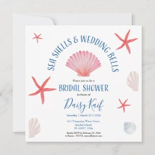 Elegant Sea shells & wedding bells Bridal shower Invitation
