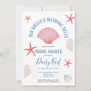 Elegant Sea shells & wedding bells Bridal shower Invitation