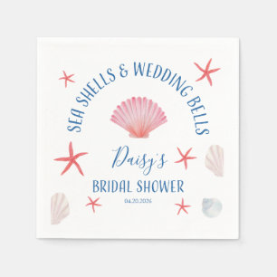 Elegant Sea shells & wedding bells Bridal shower Napkin