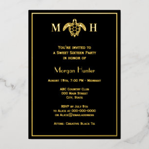 Elegant Sea Turtle #3 Sweet Sixteen Foil Holiday Card