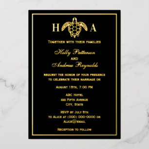 Elegant Sea Turtle #3 Wedding Foil Invitation