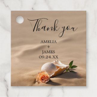 Elegant Sea Waves Sand Beach Wedding Favour Tags