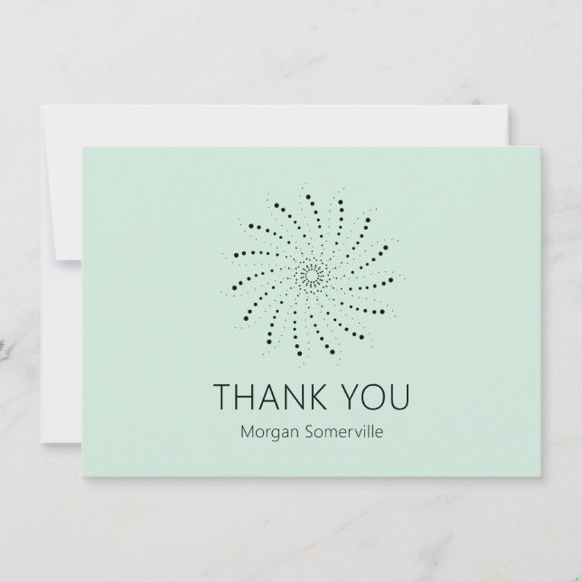 Elegant Seafoam Green Abstract Flower Modern Thank You Card (Front)
