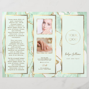 Elegant Seafoam Green and Gold Agate Brochure