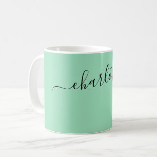 Elegant Seafoam Green Colour Name Personalised Coffee Mug