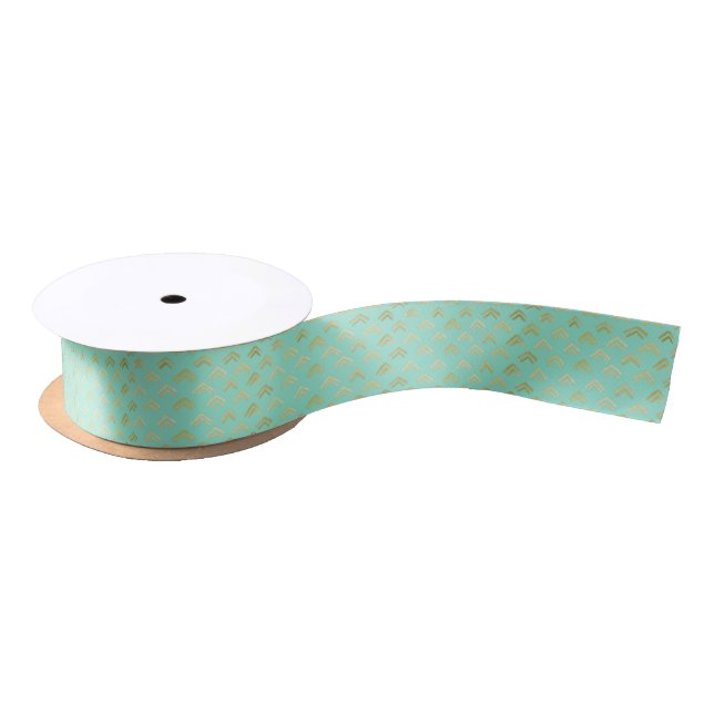 Elegant Seafoam Green with Luxe Gold Accents  Satin Ribbon (Spool)