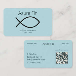 Elegant Seafood Restaurant   Fish Logo & QR Code Business Card