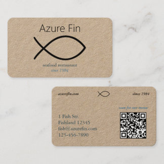 Elegant Seafood Restaurant | Fish Logo & QR Code Business Card