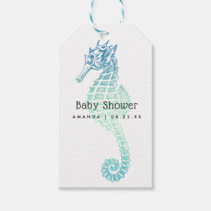 Elegant Seahorse Baby Shower Gift Tags