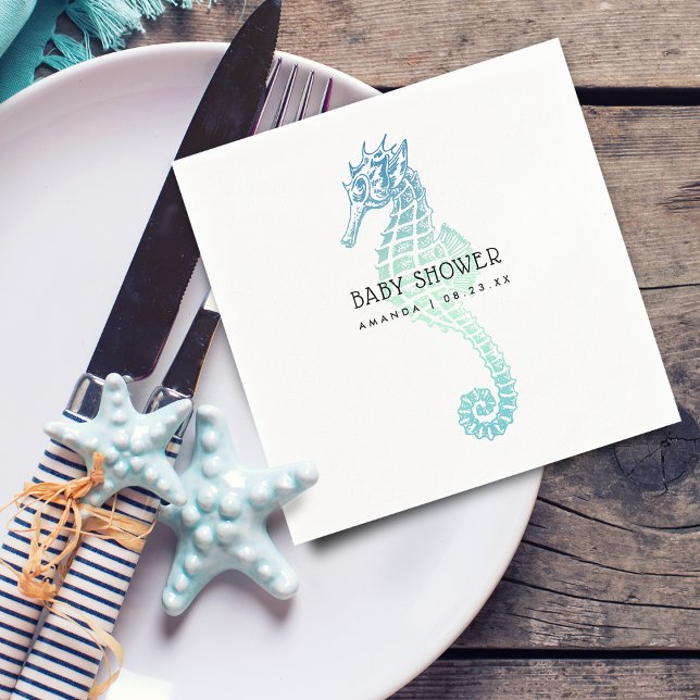 Elegant Seahorse Baby Shower Napkin (Elegant Seahorse Baby Shower Napkins)