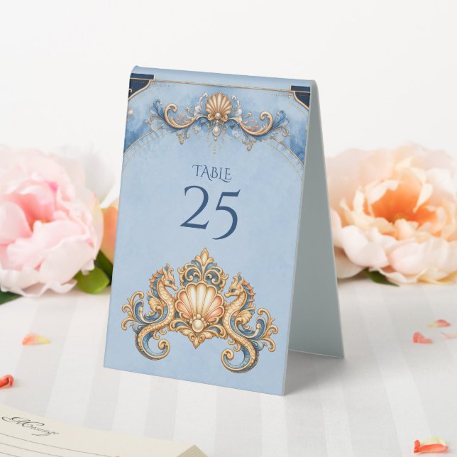 Elegant seahorse beach wedding table accessories (In SItu (Wedding))