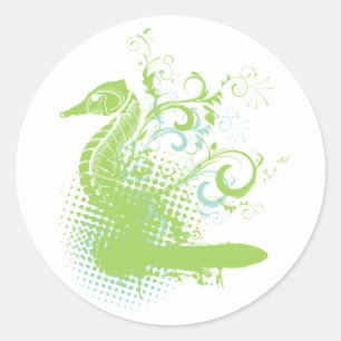 elegant seahorse classic round sticker