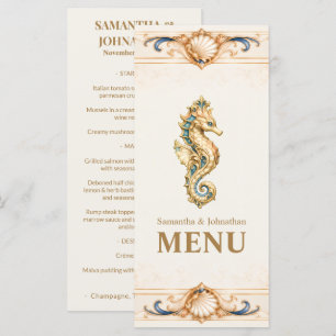 Elegant Seahorse Wedding Menu Nautical Beach