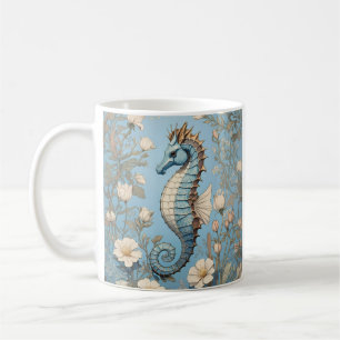 Elegant Seahorse William Morris Inspired Coffee Mug
