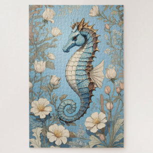 Elegant Seahorse William Morris Inspired Jigsaw Puzzle