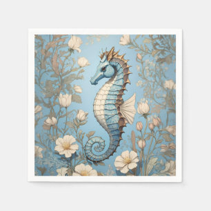 Elegant Seahorse William Morris Inspired Napkin