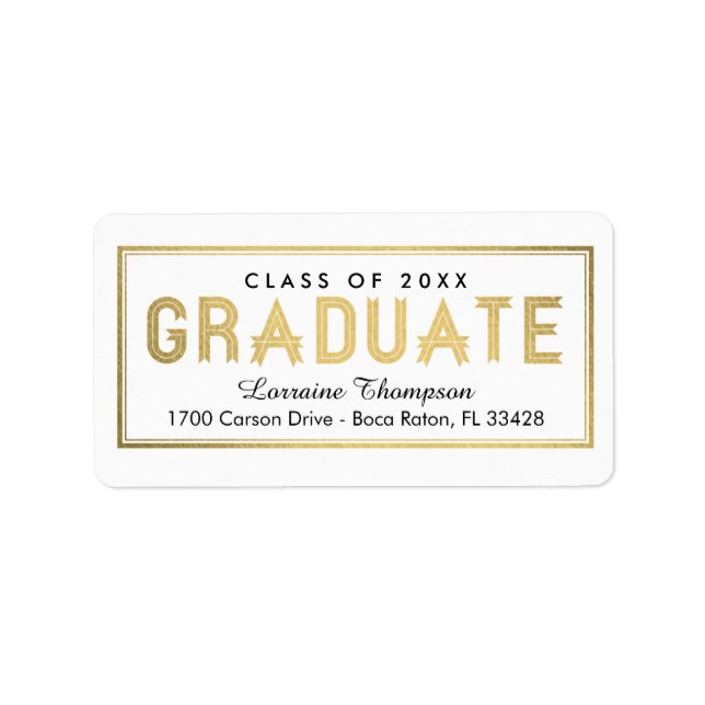 Elegant Seal Graduation Address Labels - Gold (Front)