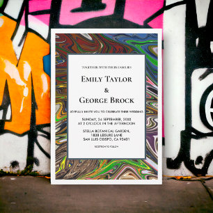 Elegant Seamless Abstract Colourful Modern Wedding Invitation