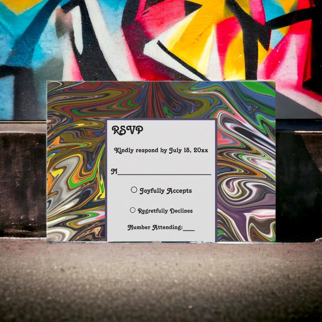 Elegant Seamless Abstract Colourful Modern Wedding RSVP Card (Creator Uploaded)