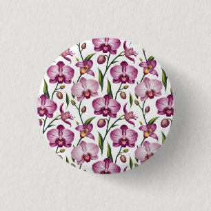 Elegant Seamless Pattern of Purple and Pink Orchid 3 Cm Round Badge
