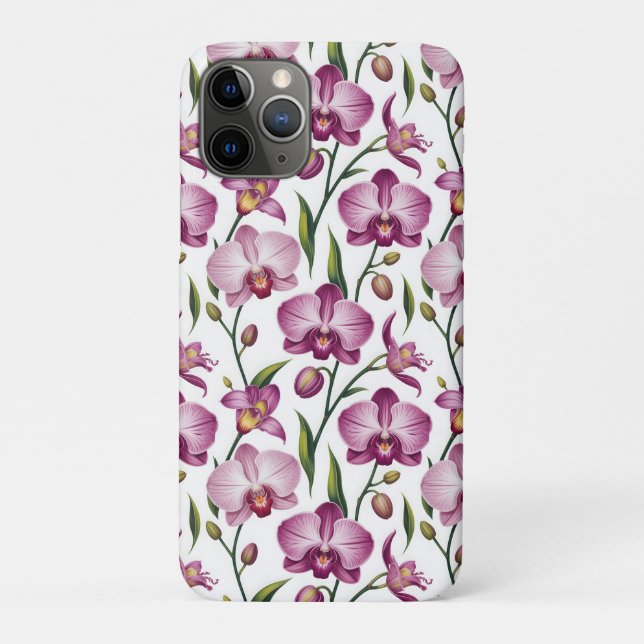 Elegant Seamless Pattern of Purple and Pink Orchid Case-Mate iPhone Case (Back)