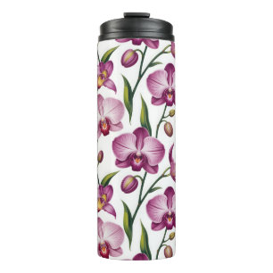 Elegant Seamless Pattern of Purple and Pink Orchid Thermal Tumbler