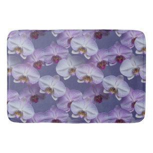 Elegant Seamless Pattern of Purple Veined Orchids Bath Mat