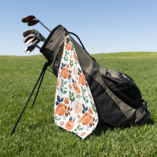 Elegant Seamless Pattern of Watercolor Flowers Golf Towel