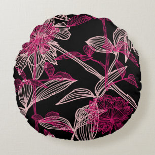elegant seamless pattern with decorative pink rose round cushion