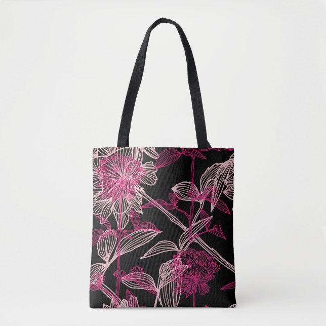 elegant seamless pattern with decorative pink rose tote bag (Front)