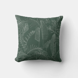 Elegant seamless pattern with green hand drawn lin cushion