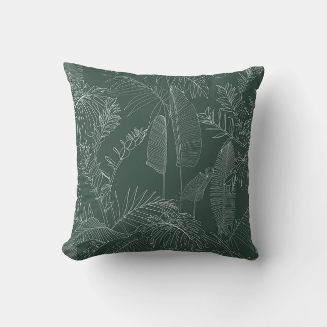 Elegant seamless pattern with green hand drawn lin cushion (Front)