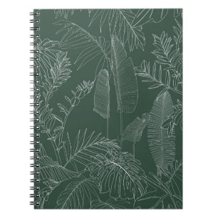 Elegant seamless pattern with green hand drawn lin notebook