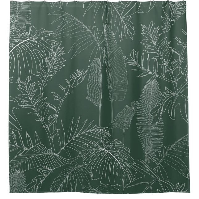 Elegant seamless pattern with green hand drawn lin shower curtain (Front)