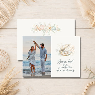 Elegant Seashell Beach Wedding Photo Save the Date
