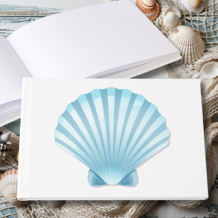 Elegant Seashell Blue Nautical Beach Wedding Guest Book